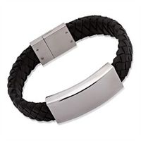 pulsera de cuero negro con cierre magnetico