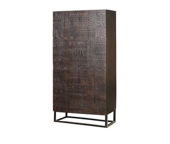 Armario madera mango y patas metal nogal oscuro 180x50x90 cm - giner y colomer