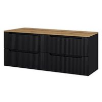 mueble bajo para doble lavabo newport de pared con 4 cajones mdf 160x60x40 cm - negroroble