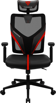 SILLA ERGONÓMICA THUNDERX3 YAMA1 NEGRA CON DETALLES EN ROJO SOPORTE LUMBAR AJUSTABLE Y REJILLA TR