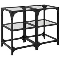mesa de centro 30x30x45 cm madera tratada acero y vidrio - transparente