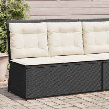 Sillón Reclinable De Jardín | Silla De Exterior Con Cojines Ratán Sintético Negro Cfw297320