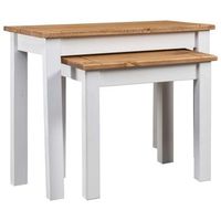 mesas apilables 2 uds madera maciza pino panama range blanco vidaxl