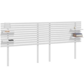 Dhome Cabecero Con Estantes De Madera Reciclada Dm Colgante Pared Estilo Palet Japones Con Patas Dual Dividido En 2 Piezas Cama 135/140 Vintage Nordico (210cm Dual, Blanco Sólido)