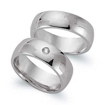 Alianzas 8 quilates oro blanco con diamante