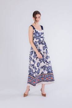 vestido largo estampado multiblu flower s