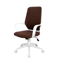 silla oficina blanca polipropileno tela marron 101-111x625x61
