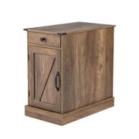 costway mesa auxiliar con estacion de carga y almacenamiento cajon estante ajustable y bandeja extraible para dormitorio o salon marron rustico