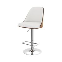 silla de bar regulable en madera oscura y pu blanco 5677 cm