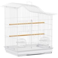 pawhut jaula para pajaros voladera con 4 puertas 2 perchas bandeja deslizante para inseparables periquitos 475x36x545cm blanco   aosom espana