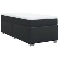 cama individual  cama de adulto  cama box spring con colchon cuero sintetico negro 100x200 cm