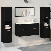 conjunto de muebles de bano set de 3 roble negro madera de calidad v7834 unico  negro