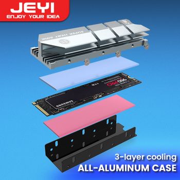 Disipador de Calor JEYI para SSD M.2, Enfriador de Aluminio para NVME NGFF M.2 2280, Conductividad Térmica, Refrigeración con Oblea de Silicio