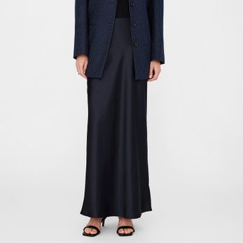 Anine Bing Bar Satin-Silk Maxi Skirt - L