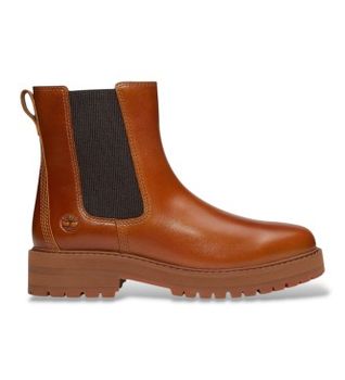 Timberland para mujer. TB0A2KK2EM41 Botines Chelsea de piel Britton Drive marrón (42 W), Plano, Ninguno, Casual