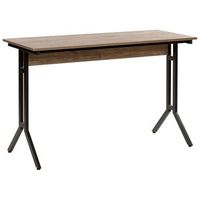 escritorio de madera oscura con patas de acero con recubrimiento en polvo negro 120 x 48 cm diseno industrial moderno creek