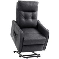 homcom sillon relax reclinable electrico levanta personas de cuero pu control remoto asiento con resorte reposapies gris osucro   aosom espana