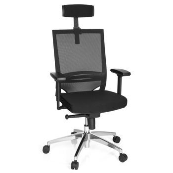 Silla De Oficina, Ergonómica Para Ordenador Porto Max High Tela / Tejido De Malla Negro