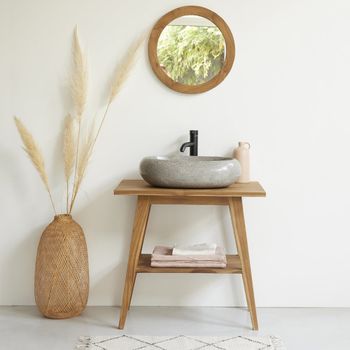 Mueble de lavabo de teca maciza 80 cm