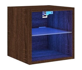 Mueble tv - mesa de tv de pared con luces led roble marrón 30x28,5x30 cm