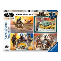puzzle 4x100 piezas el mandaloriano star wars bumper de ravensburger