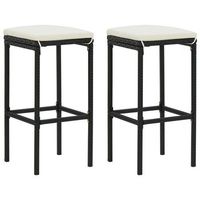 taburetes de cocina con cojines 2 uds ratan sintetico negro vidaxl