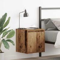 mesillas de noche de pared - dormitorio - madera de ingenieria - envejecida 38x34x40cm