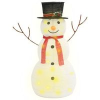 muneco de nieve decorativo de navidad con led tela lujosa 90 cm vidaxl