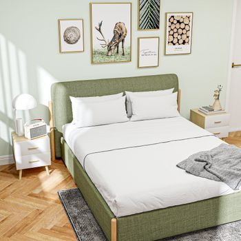 Mesitas De Noche De Melamina De Madera Homcom 40x40x50 Cm Roble