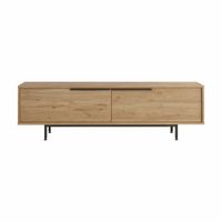mueble tv con 2 puertas en aglomerado y hierro color roble y gris