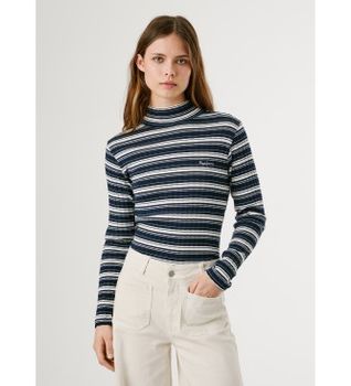 Pepe Jeans para mujer. PL5000040 Camiseta Belen marino (XS), Casual, Algodón, Manga larga
