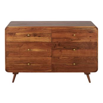 Cómoda de 6 cajones de acacia maciza 130 cm