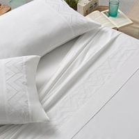 juego de sabanas 100 algodon 200 hilos diseno tira bordada en zig-zg 200 x 190200 cm - blanco - burrito blanco