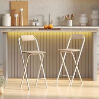 2 taburetes de bar de mdf acero homcom 37x45x87 cm natural