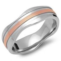 anillo chapado en oro de acero inoxidable de 7 mm de ancho