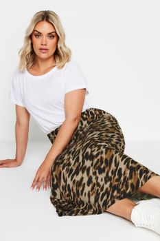 Limited Collection Falda Larga Marrón Estampado Leopardo, Mujer Curvy Y Tallas Grandes, Limited Collection