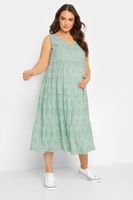 bump it up maternity vestido verde salvia sin mangas con bordados calados