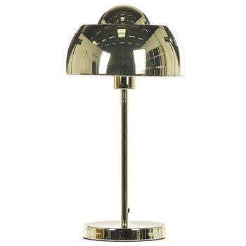 Lámpara De Mesa De Metal Dorado 44 Cm Pantalla Redonda Interruptor Cable Moderno Industrial Senette
