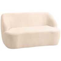 homcom sofa de 2 plazas en tela de felpa 142 cm con respaldo y asiento curvados no requiere ensamblaje beige
