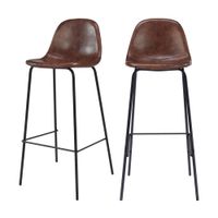 set de 2 sillas de bar 75 cm en cuero sintetico marron