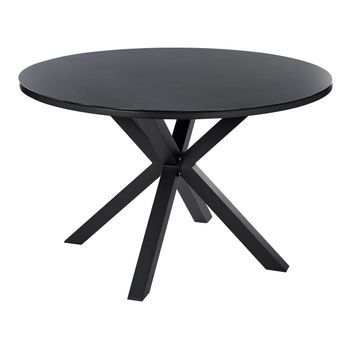 Mesa De Jardín De Metal Negro 120 Cm Aluminio Moderno Comedor Exterior Maletto