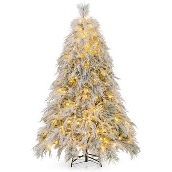 Árbol De Navidad Nevado, Costway Arbol De Navidad Con Luces Incorporadas (180 Cm)