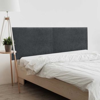 Dhome Cabecero Negro 220cm Dual Acabado Toalla Soft Tapizado Liso Con Patas 4cm Grosor 50 Alto Tejido Suave Para Pared Acústicos Cabeceros Absorbentes (220 Dual, 4cm - 50 Al. - Negro)