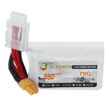 Batería LiPo XF Power 11.1V 850mAh 70C 3S con enchufe XT30 para Drone RC