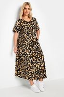 yours vestido largo negro de leopardo mujer curvy y tallas grandes yours