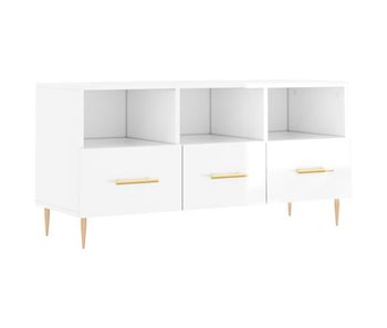 Mueble tv - mesa de tv madera contrachapada blanco brillo 102x36x50 cm