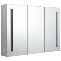 armario de bano  mueble de bano con espejo led gris hormigon 89x14x62 cm