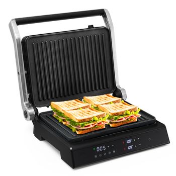 Costway Parrilla Panini Eléctrica 1800-2000W 3 en 1 Sandwichera Apertura 180º Chapas Antiadherentes Control Temperatura 35 x 30 x 14 cm Negro