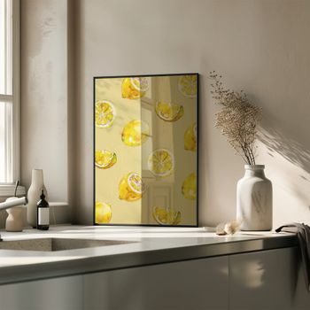 Cuadro limones, marco negro, 50x70 cm