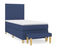 cama box spring con colchon tela azul 80x200 cm rayas verticales